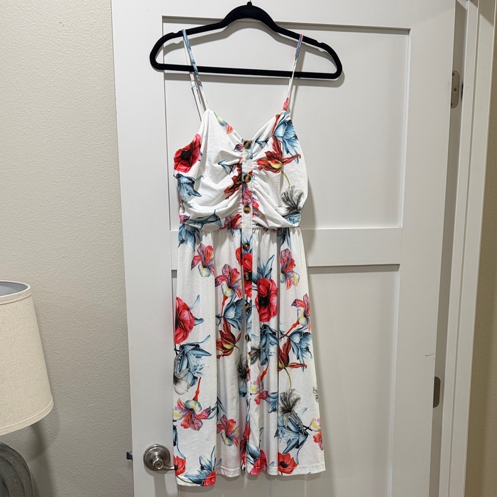 Floral Print Sundress with Spaghetti Straps